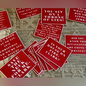 Handmade Christmas movie quotes 8.5x 11” on thick Red and White Quote Cards Set